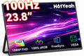 HotYeah 23.8' 100Hz Portable Monitor, 1080P FHD 100% sRGB IPS USB-C HDMI Large External Monitor, Home Gaming 2nd Screen w/180° Adjustable Kickstand for MacBook, Laptop, PC, Phone, Tablet, Switch, PS5