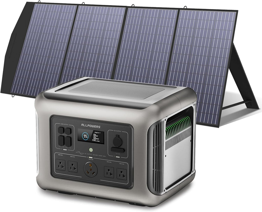 ALLPOWERS R2500 V2 Solar Generator Kit with 400W Panel: 1920Wh LiFePO4, 2500W AC Output, 2x100W USB-C PD Fast Charging, 80% Charge in 1 Hour, for Home Backup Camping RV Off-Grid