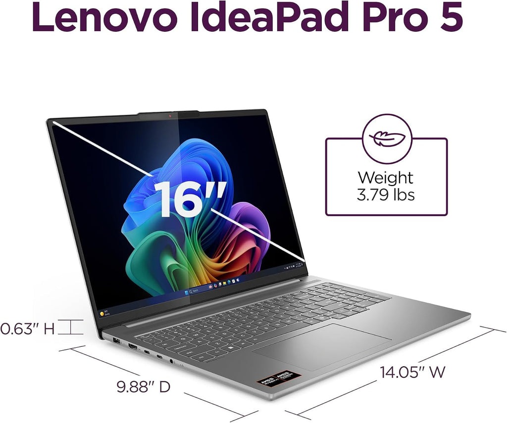 Lenovo IdeaPad Pro 5-2025 - 16' OLED 2880 x 1800 120Hz Display - 16GB Memory - 1 TB Storage - Ryzen AI 7 350 - NVIDIA GeForce RTX5050 - Windows 11 Home - Luna Grey