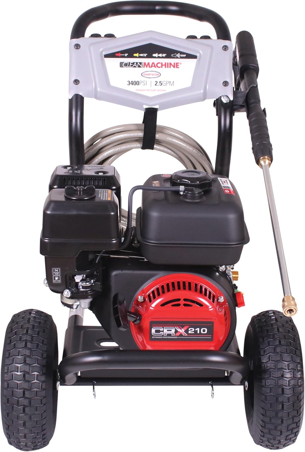 Simpson 3400 PSI Gas Pressure Washer, 2.5 GPM Residential Power Washer, Cold Water, 25' Hose, Clean Machine, 49-State Compliant (CM61083)