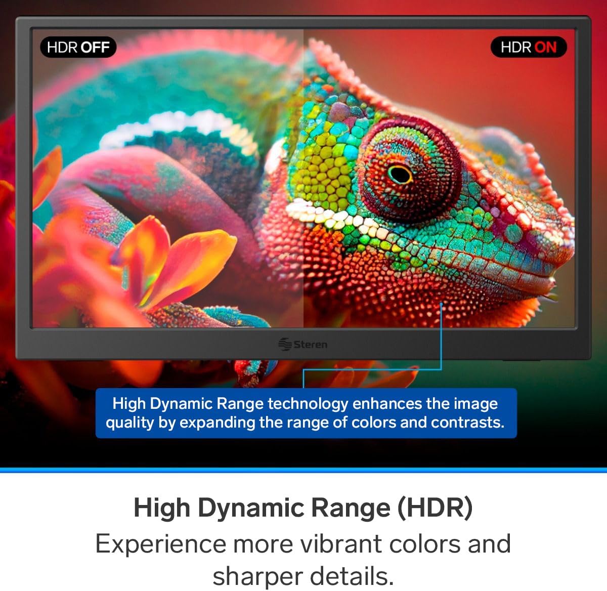 STEREN 16' Portable HDR Monitor for Laptops – Full HD Display with USB-C, HDMI, and Ultra-Slim Design