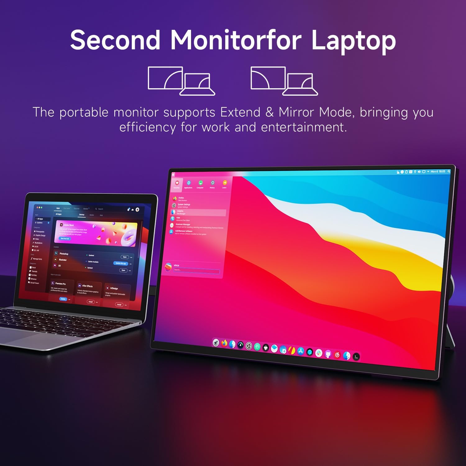 AYY Portable Monitor 18.5 Inch 100Hz 100% sRGB,1080P FHD IPS Large Portable Monitor with Kickstand,for Laptop HDMI HDR USB C Mac PC Xbox PS4/5 Switch