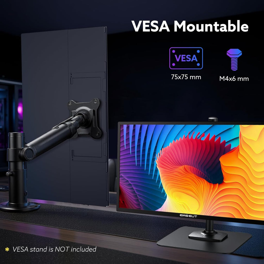 23.8'' Portable Monitor 2.5K 180Hz QHD 1440p, VESA USB-C HDMI Laptop Screen Extender, Built-in Stand Speakers for Laptop Mac PS4/5 Xbox Switch