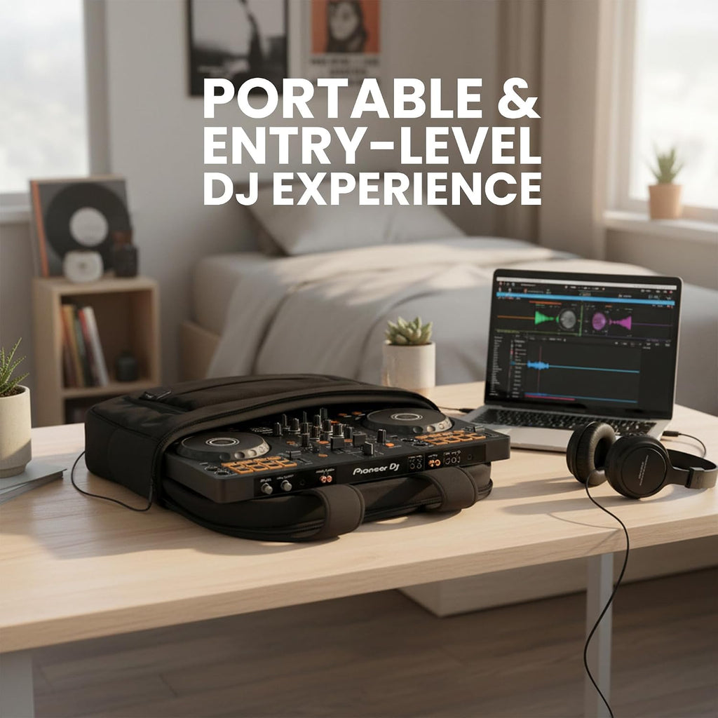Pioneer DJ DDJ-FLX4 2-Channel DJ Controller - Black Bundle with Carrying Case and Austin Bazaar Polishing Cloth