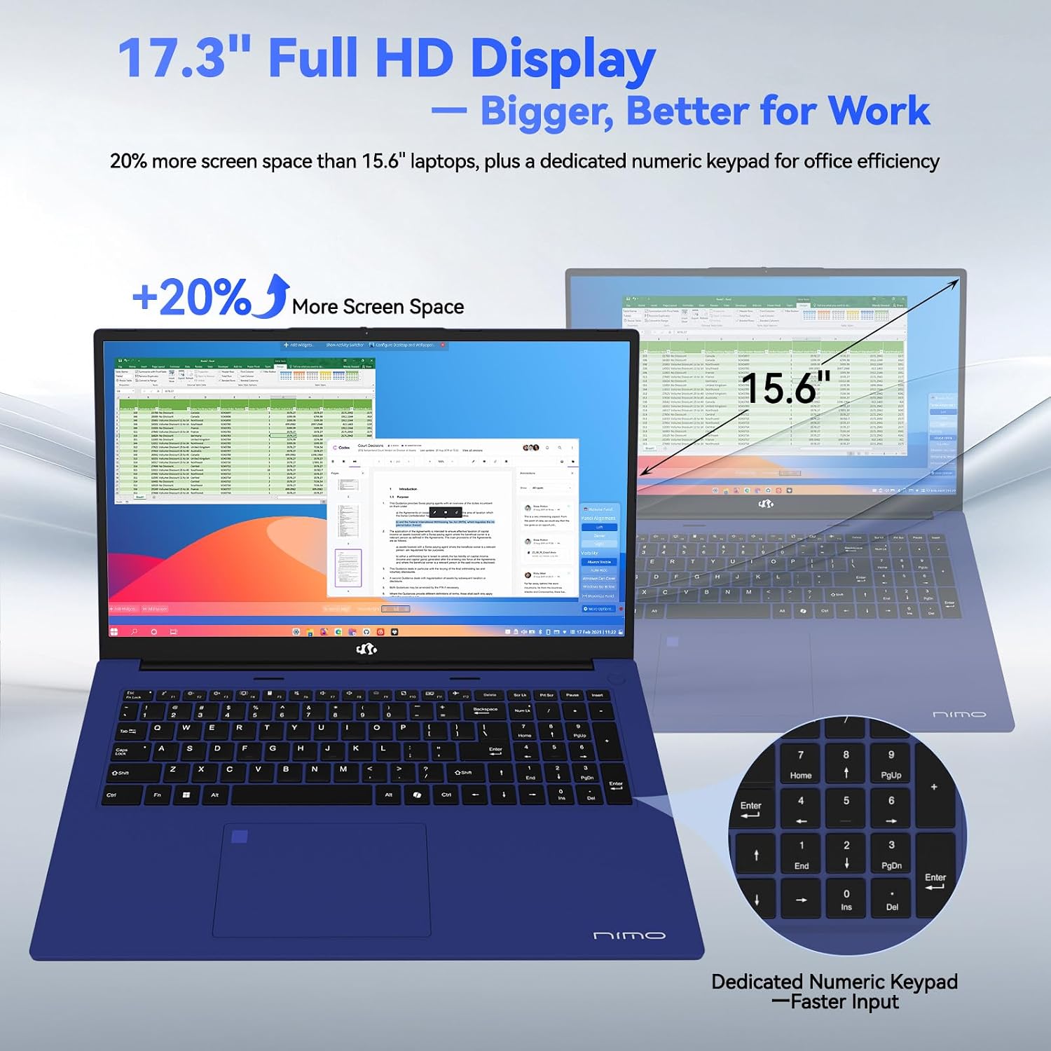 NIMO 2025 Gaming-Laptop, 17 Inch AMD Ryzen 7 7735HS (8C/16T, Beats i7-12650H) 16GB DDR5 RAM 512GB SSD Business Computer with Radeon 680M, 100W Type-C, WiFi-6E, 58Wh Battery, Fingerprint, Backilt KB