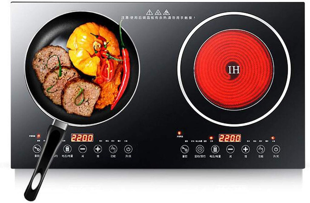 Electric Dual Induction Cooker Cooktop, 1200W+1400W Digital Countertop Burner Induction Cooker+Ceramic-Cooker Double Burner Cooktop