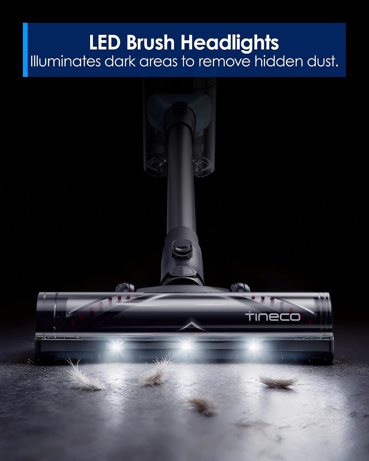 Tineco Pure ONE S20 Cordless Vacuum Cleaner,Clogless Brush Design,Up to 55 Minutes of Runtime,6-Stage Filtration System,LED Brush Headlights, Stick Vacuum Cleaner for Pet Hair, Carpet & Hard Floor