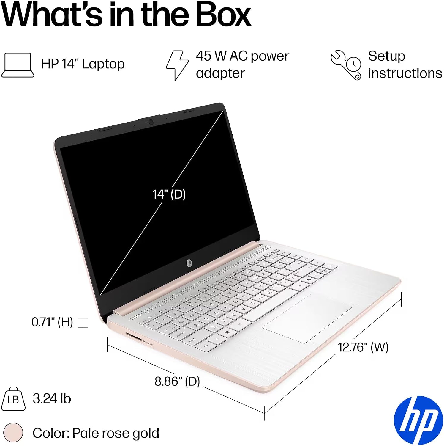 HP 14' Rose Gold Laptop for Student Business 2026, Office 365 Included, Copilot AI, Intel CPU, 16GB RAM, 64GB eMMC, w/Accessories, Light & Slim, 4K Graphics, Windows 11S