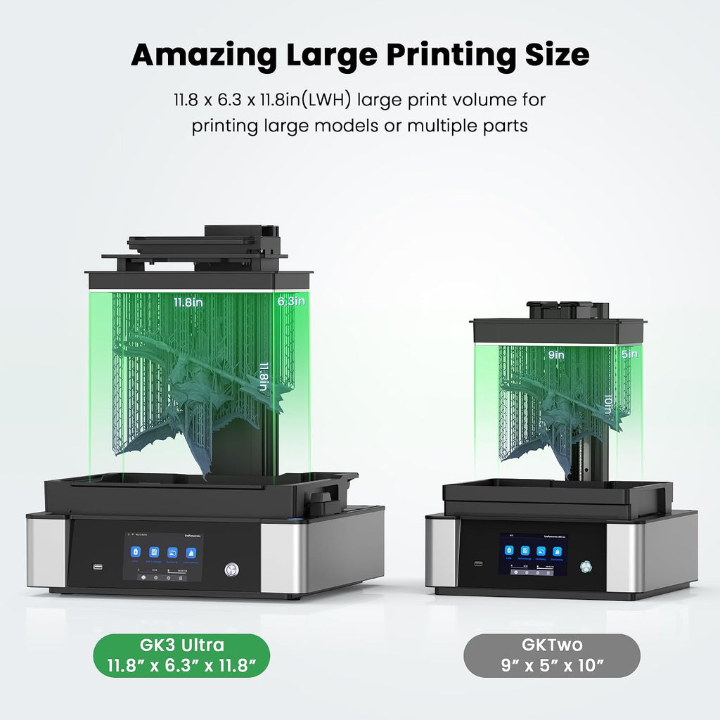 UniFormation GK3 Ultra 13.5-Inch Large Resin 3D Printer 16K High-Resolution LCD 3D Resin Printer Big Build Volume 11.8x6.3x11.8in, Auto Resin Heating, Auto Feeding System for Professional 3D Printing