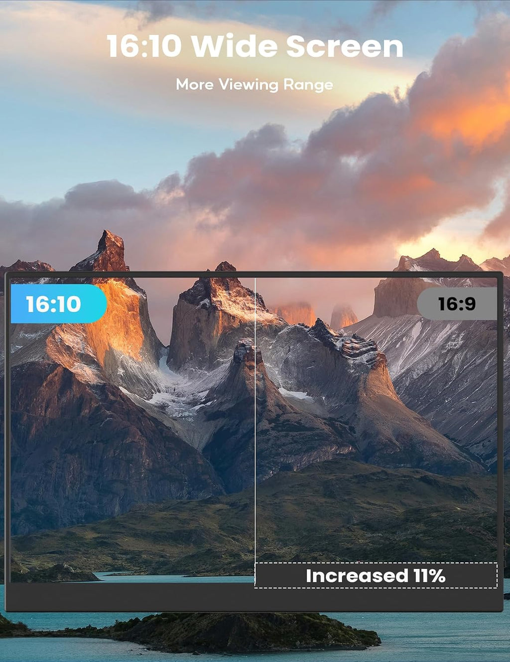KEEPTIME Portable Monitor 14inch FHD 1920 * 1200P Travel Monitor, USB-C HDMI Laptop Monitor with Dual Speakers, HDR Plug&Play, External Monitor for Laptop Mac PC Phone Xbox PS5