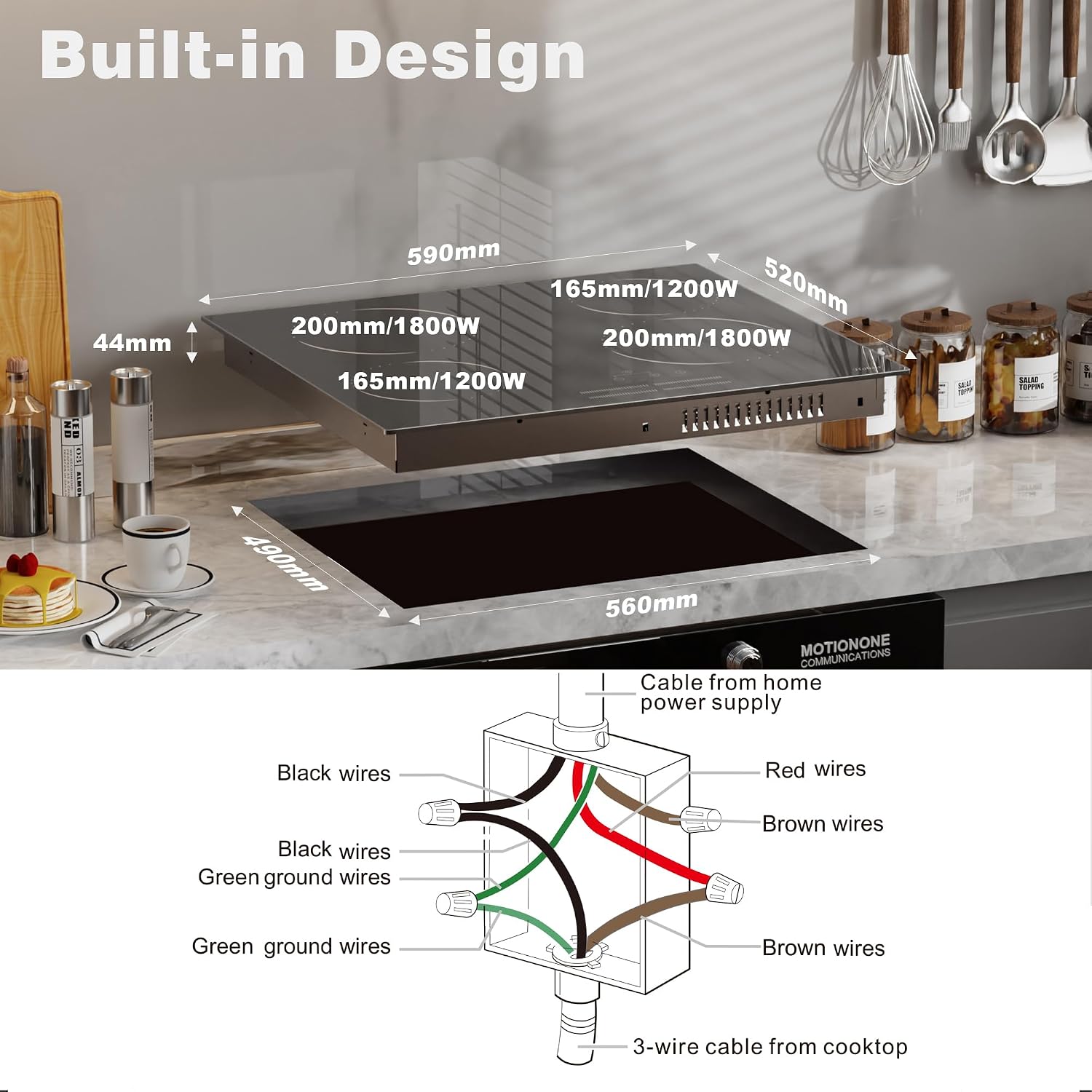 Hobsir 24 Inch Electric Cooktop 4 Burner 6000W, 24' Radiant Electric Stove Top, Built-in Ceramic Stove Top with Sliding Control, Timer, Safety Lock, 9 Power Levels, 220V-240V Hard Wire (No Plug)