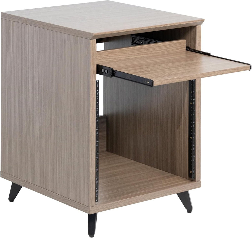 Gator Frameworks Elite Series 10U Studio Rack Desk with Slide-Out Tray and Rear Cable Passthrough; Driftwood Grey Finish (GFW-ELITEDESKRK-Gry)