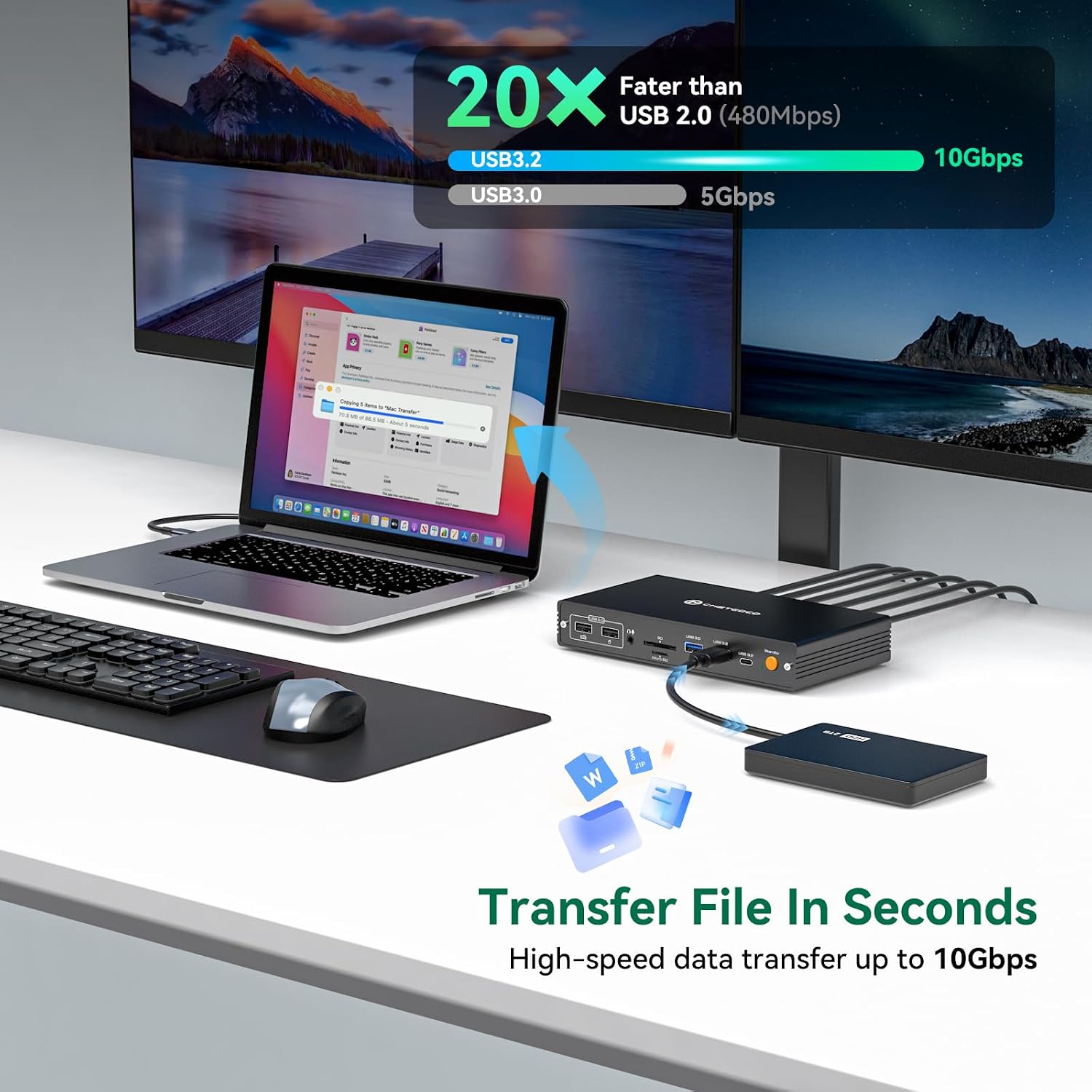 DisplayLink Docking Station 4 Monitor, Quad HDMI 4K@60Hz, PD 100W, USB 3.2 10 Gbps, 15 in 1 Multi-Monitor Dock for Thunderbolt 5/4/3, USB4, USB-C Windows, MacBook