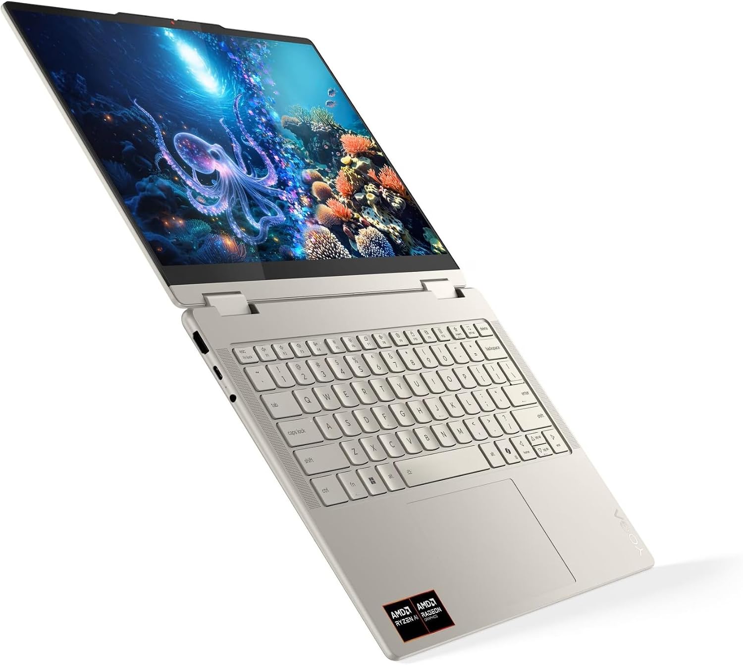 Lenovo Yoga 7 2-in-1 2025 Copilot+ PC with 14' OLED HDR 500 True Black 100% DCI-P3 Touchscreen, AMD Ryzen AI 7 350 Processor, 16GB LPDDR5X-7500MT/s Memory, 1TB SSD, Wi-Fi 7, Yoga Pen, and Win11 Pro