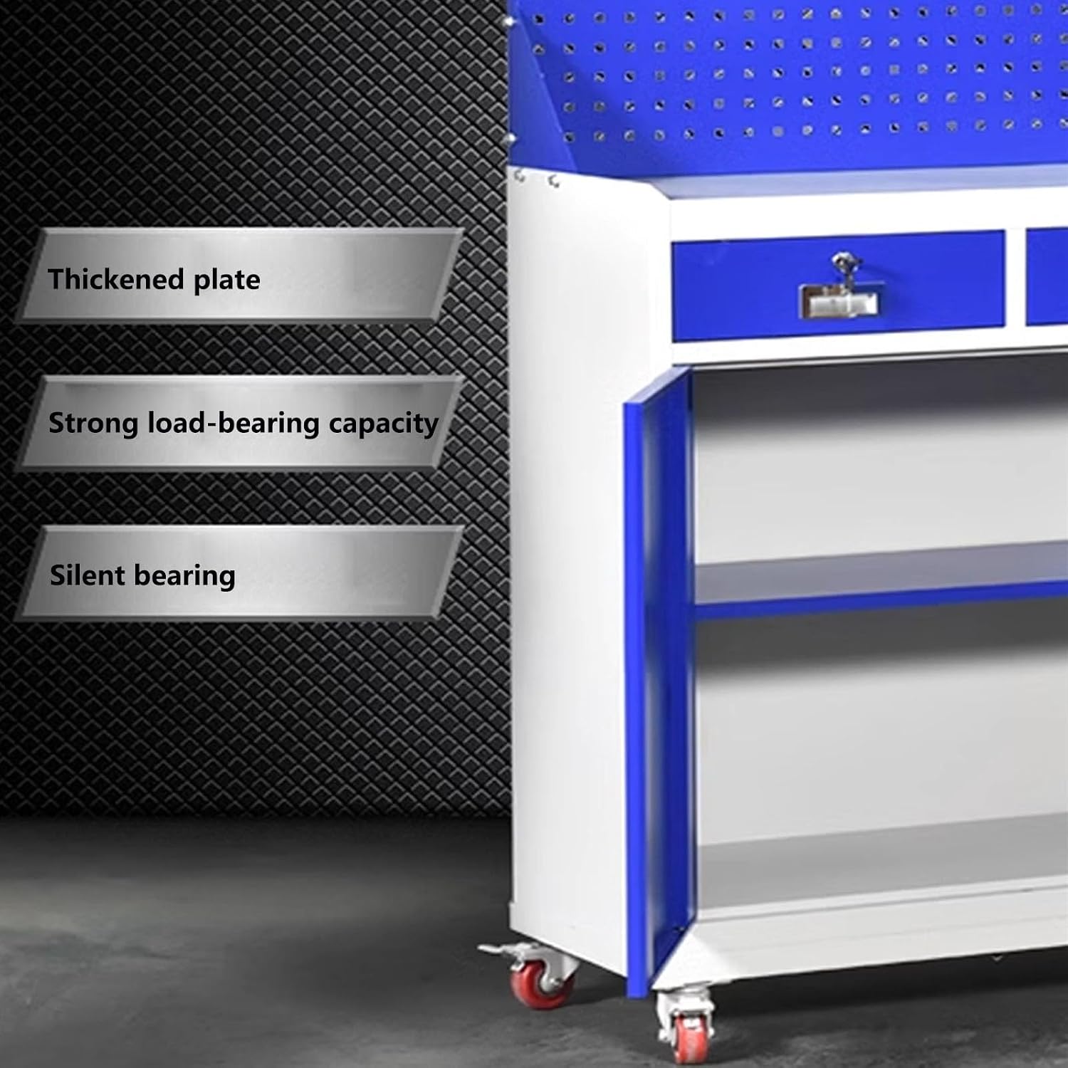 Multifunctional Rolling Tool Chest with Wheels and Locking System, 2-Drawer Tool Organizer Cabinet, Tool Chest Workbench for Tools & Accessories Storage for Garage