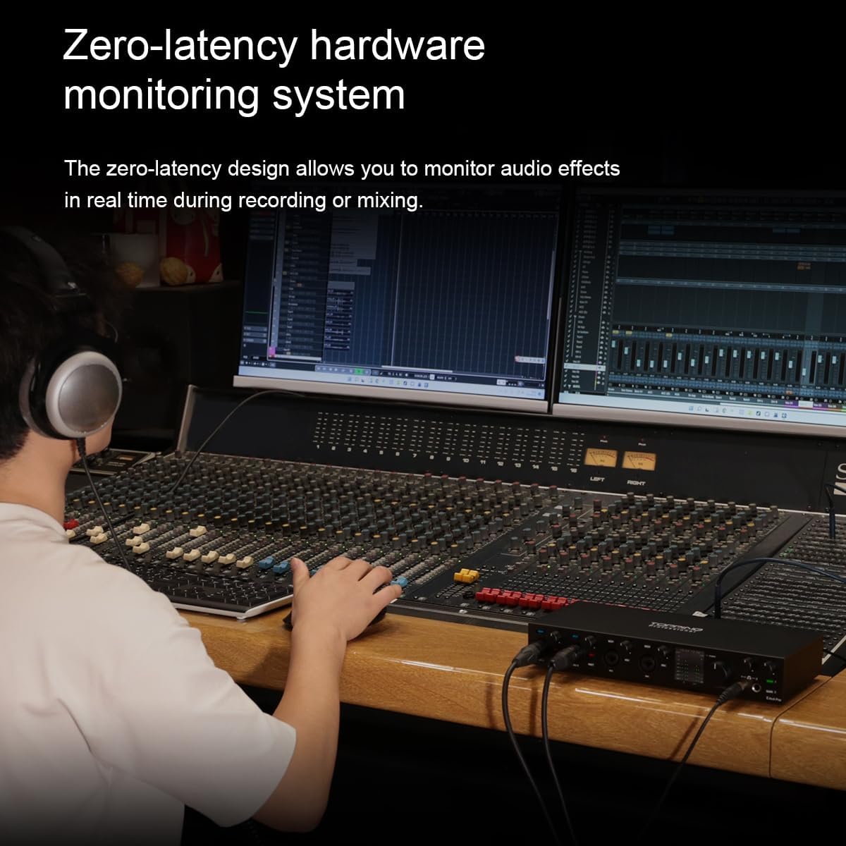 TOPPING E4X4 Pre USB Audio Interface - Dual USB-C Ports, 24bit/192kHz, 4IN/4OUT, Dual Headphone Outputs, Low Noise, Real-Time Monitoring, Mixer, for PC, Mac, iPhone, Professional Recording (White)