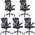 Ergonomic Office Chair - X-Shaped Computer Desk Chairs Comfy, Mesh High-Back Gaming Chair with Adjustable Lumbar Support, Executive Task Chair for Adults, Comfortable for Long Hours, Black, Pack of 5