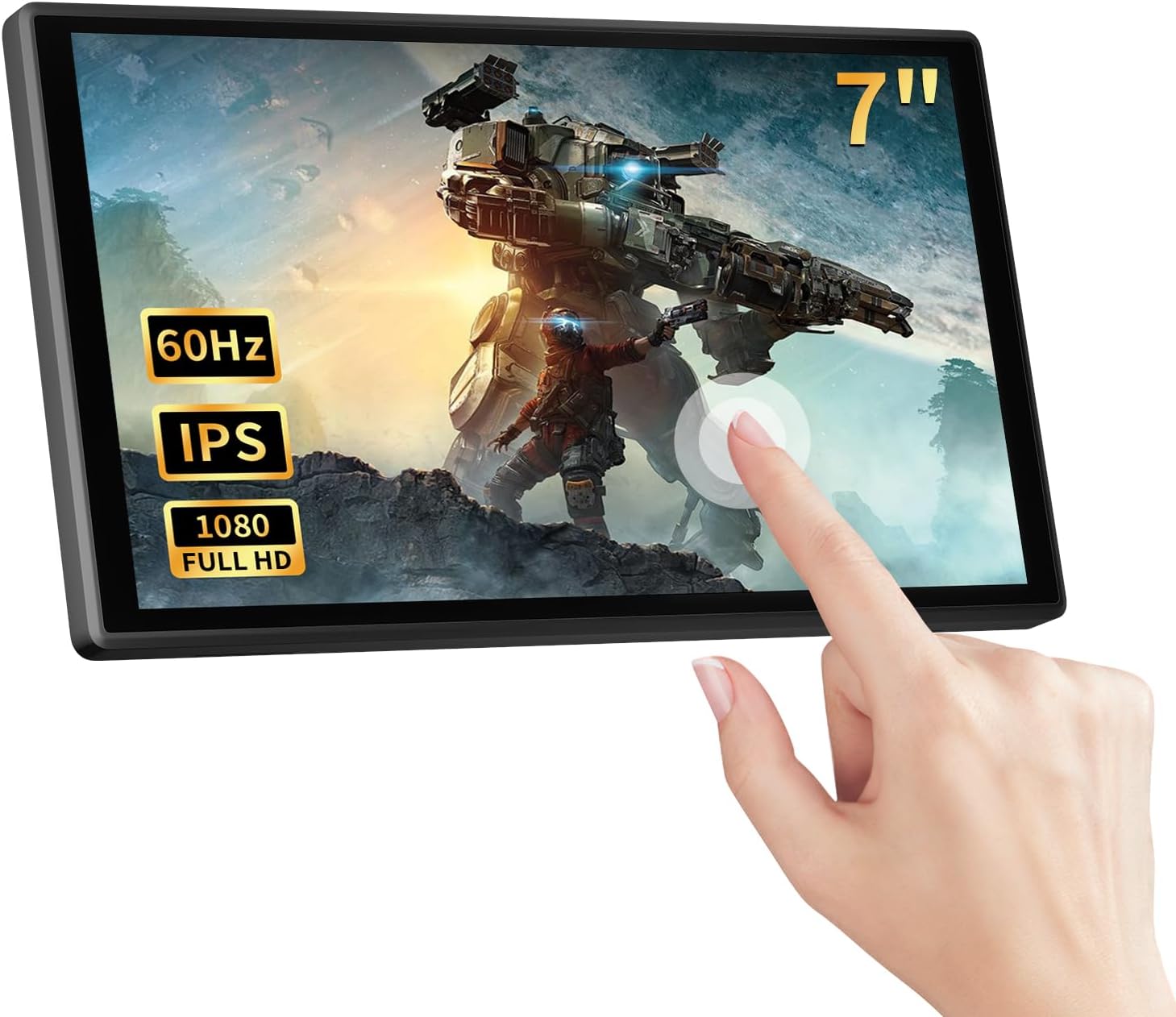 7 inch Portable Touchscreen, Mini 1080P 60Hz USB C HDMI Monitor, Ultra Thin Lightweight IPS LCD Display Second Screen for Gaming, Working, PS5, Xbox, Laptop, PC