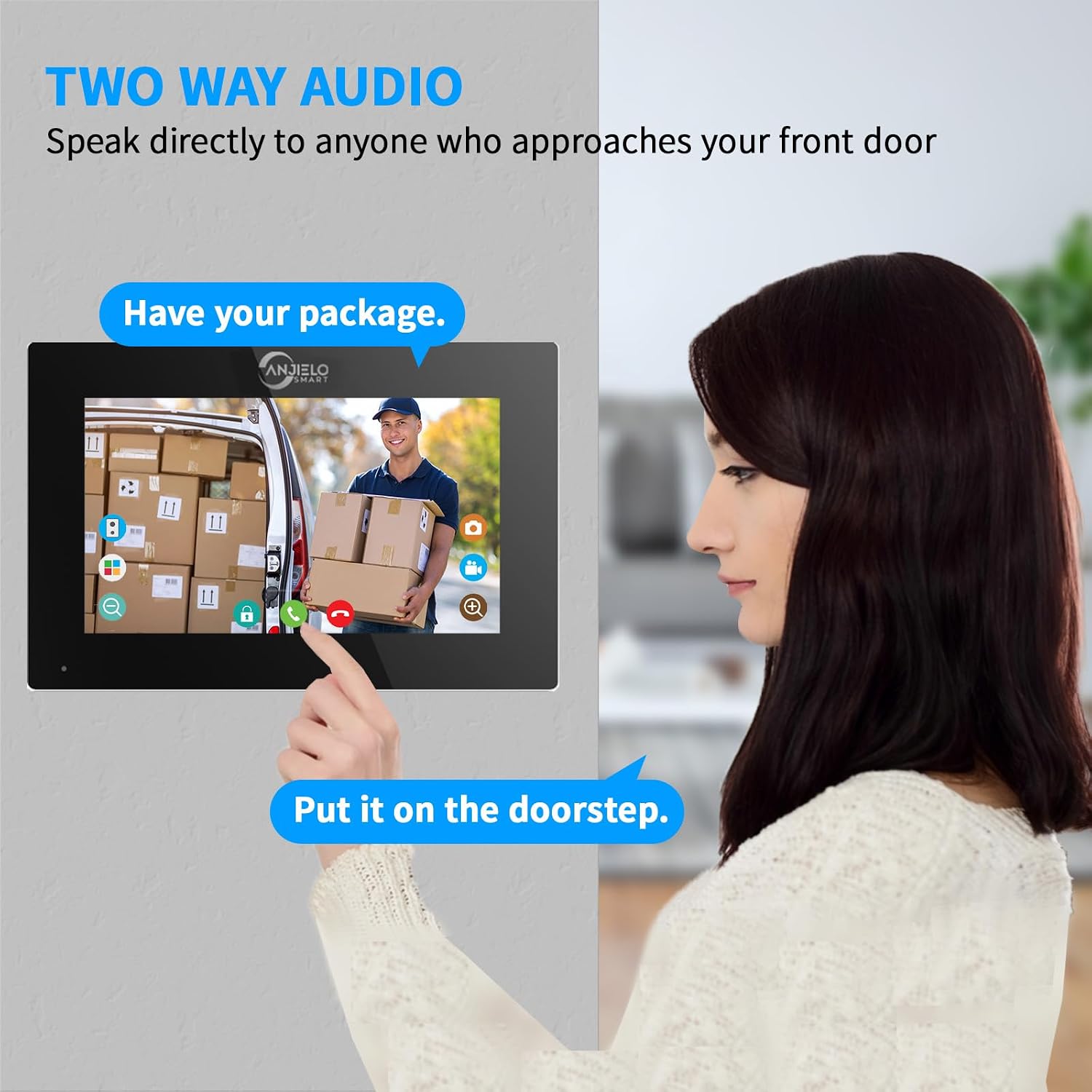Wired Apartment Video Intercom System,1080P HD Video Doorbell, Compatible with 4 Units 7-inch Touchscreen,Supports Motion Detection,Two-Way Audio,Tuya Smart Home