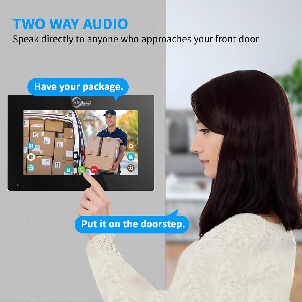 Wired Apartment Video Intercom System,1080P HD Video Doorbell, Compatible with 6 Units 7-inch Touchscreen,Supports Motion Detection,Two-Way Audio, Tuya Smart Home