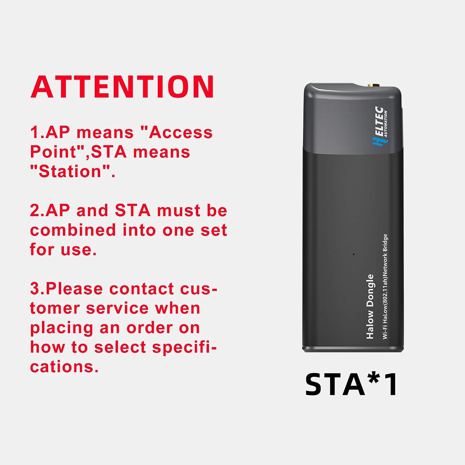 Wi-Fi HaLow Dongle IEEE 802.11ah Protocol 1km Ultra-Long-Range Wi-Fi or Ethernet Cable Lower Power Consumption Wireless Network Bridge 902-928MHz (Dongle STA+H7608)