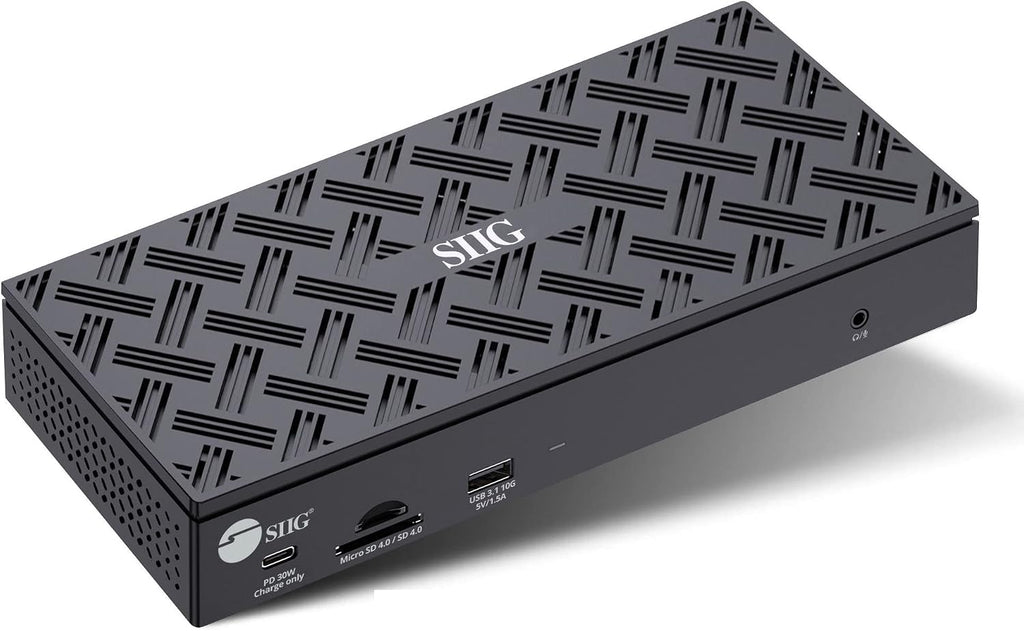 SIIG USB-C Quad 4K 60Hz Docking Station with 100W PD - Quad 4K@60Hz Monitor Laptop Dock - DisplayLink - 4 HDMI 4 DisplayPort, 4X USB-A, 2X USB-C, Thunderbolt 3 Compatible, 2.5 Gigabit Ethernet