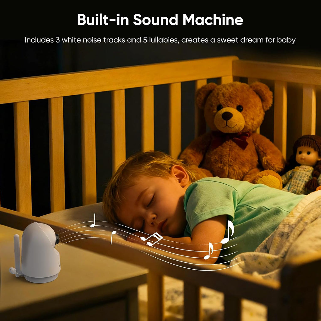 bonoch Upgraded 1080P Baby Monitor with 2 Cameras, 7' MegaView Split Screen Baby Monitor No WiFi, Dual Video Monitor with Camera and Audio, 6000mAh, White Noise, 2 Way Audio, PTZ, Night Vision
