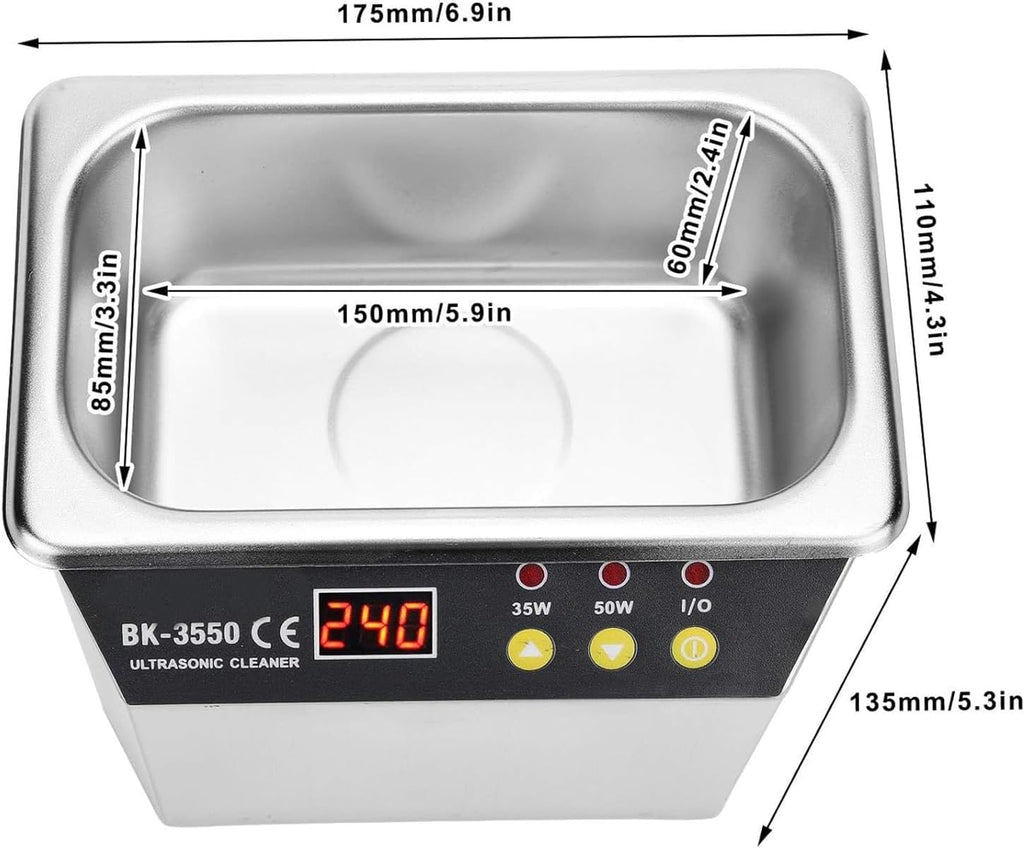 TsoLay Ultrasonic Cleaner, 40-43kHz Advanced Ultrasonic Cleaner, 35W/50W Professional Stainless Steel Jewelry Cleaner Machine with Digital Control, for Jewellery Watches Rings Washing Machine