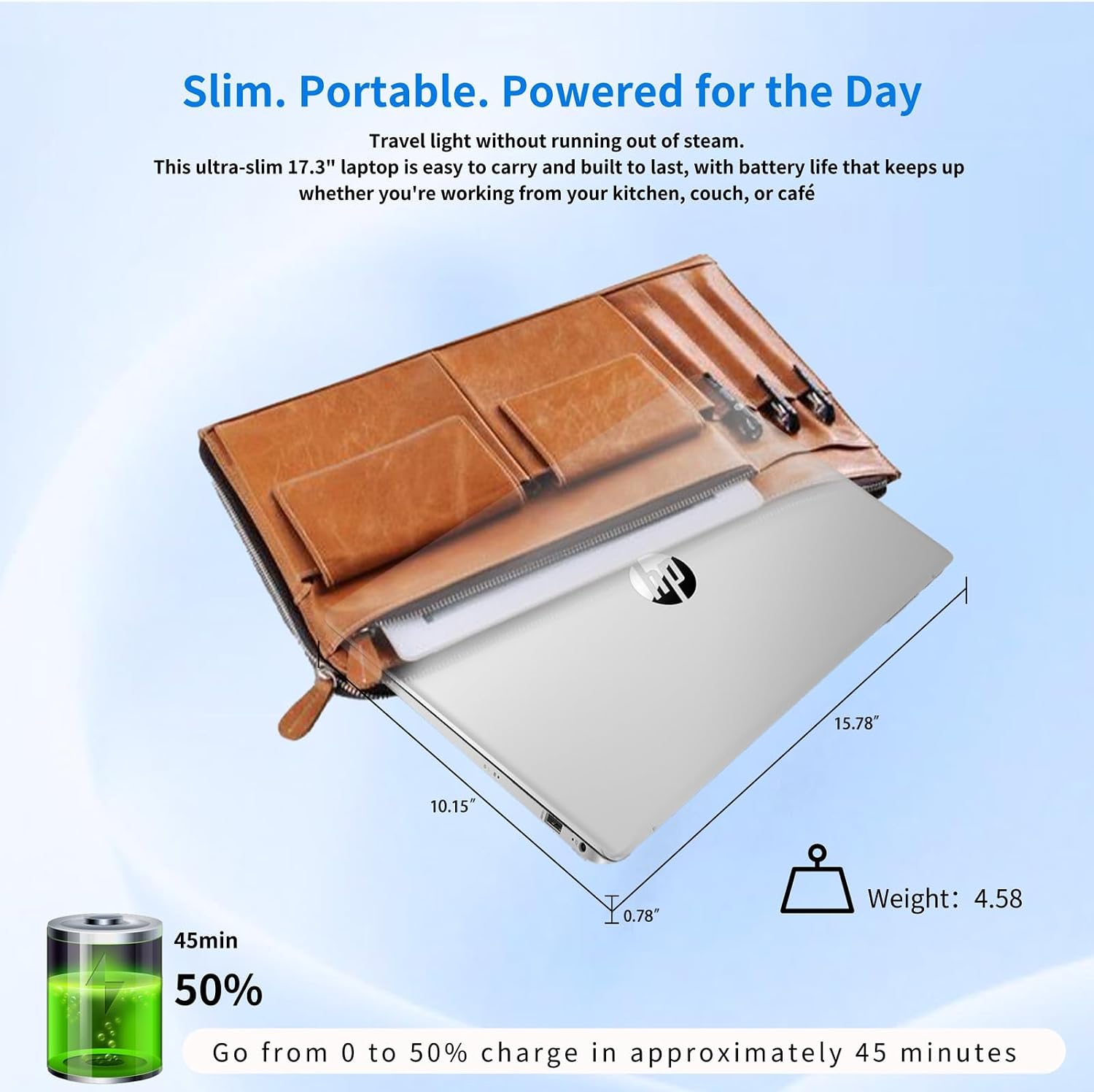 HP Flagship 17 Laptop Business Computer - AMD Ryzen 5 7430U, 17.3 FHD IPS Display, AMD Radeon Graphics, Wi-Fi6, Fast Charge, 16GB RAM, 512GB SSD