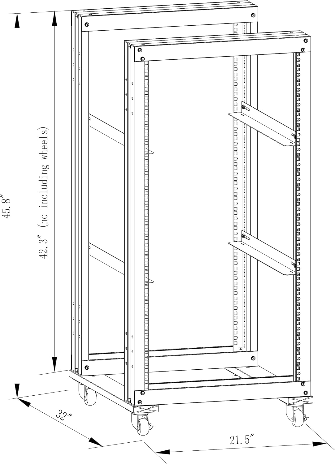 22U 4 Post Open Frame 19inch Data Network It Server/Audio Rack 31' Deep UL Certified