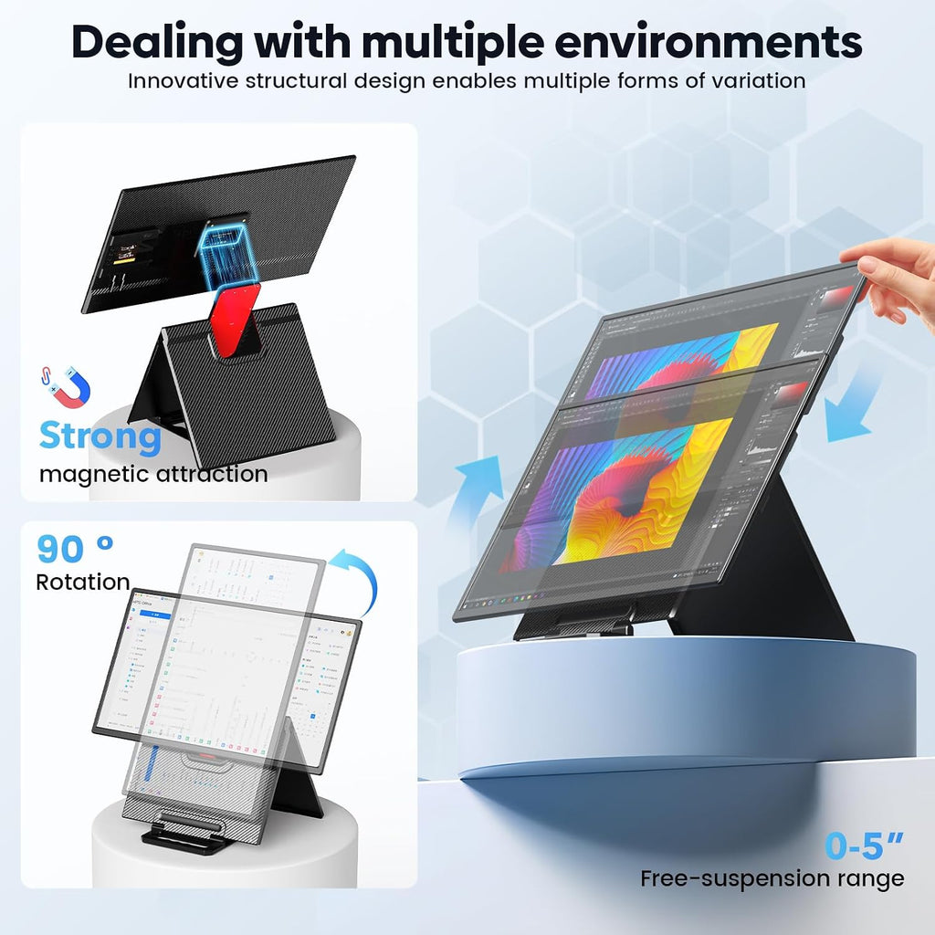 24' Large Portable Monitor Laptop Screen Extender 1080P FHD 100HZ IPS, Travel Monitor for Work Home Gaming, Landscape & Portrait Display, Compatible with Wins/Mac/Linux & MINI PC/PS5/Smart Phone