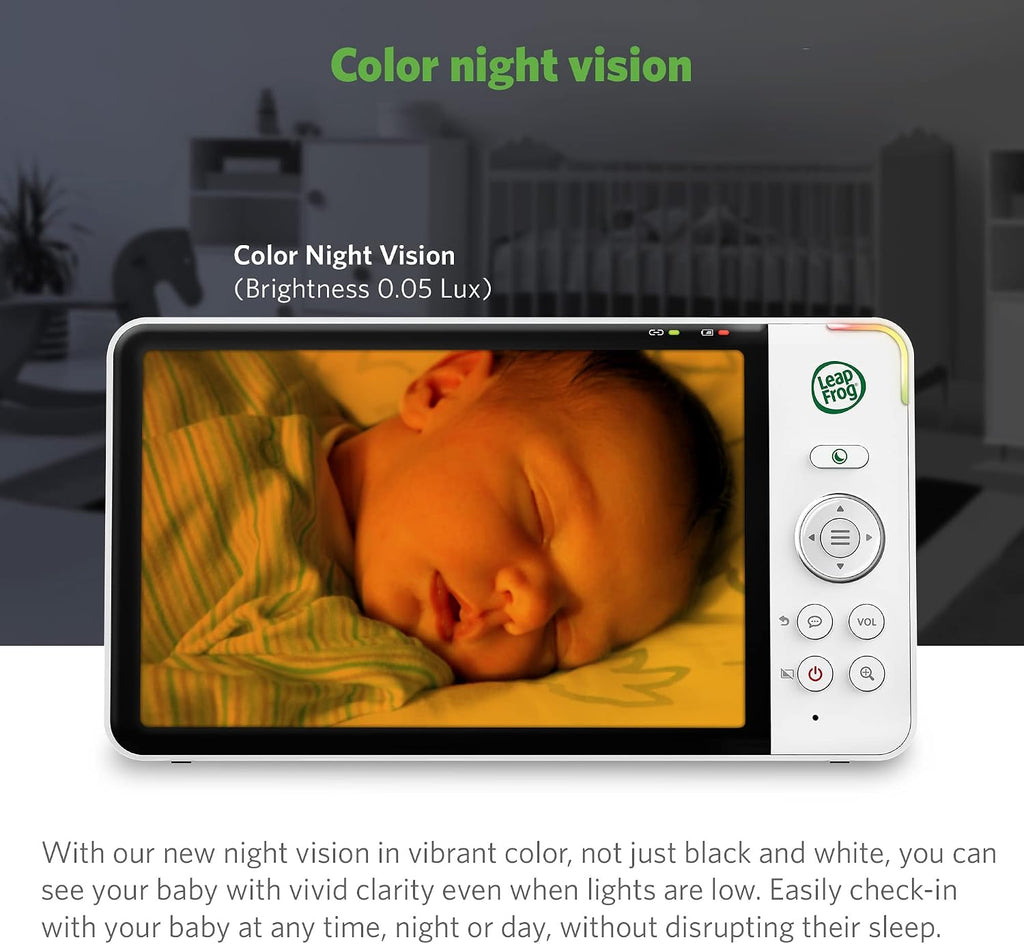 LeapFrog LF930HD Baby Monitor, 7' 720p HD Display,Video Baby Monitor with Camera and Audio, 1080p Smart Remote Access,360° Pan & Tilt,Color Night Light &Vision, Two-Way Intercom