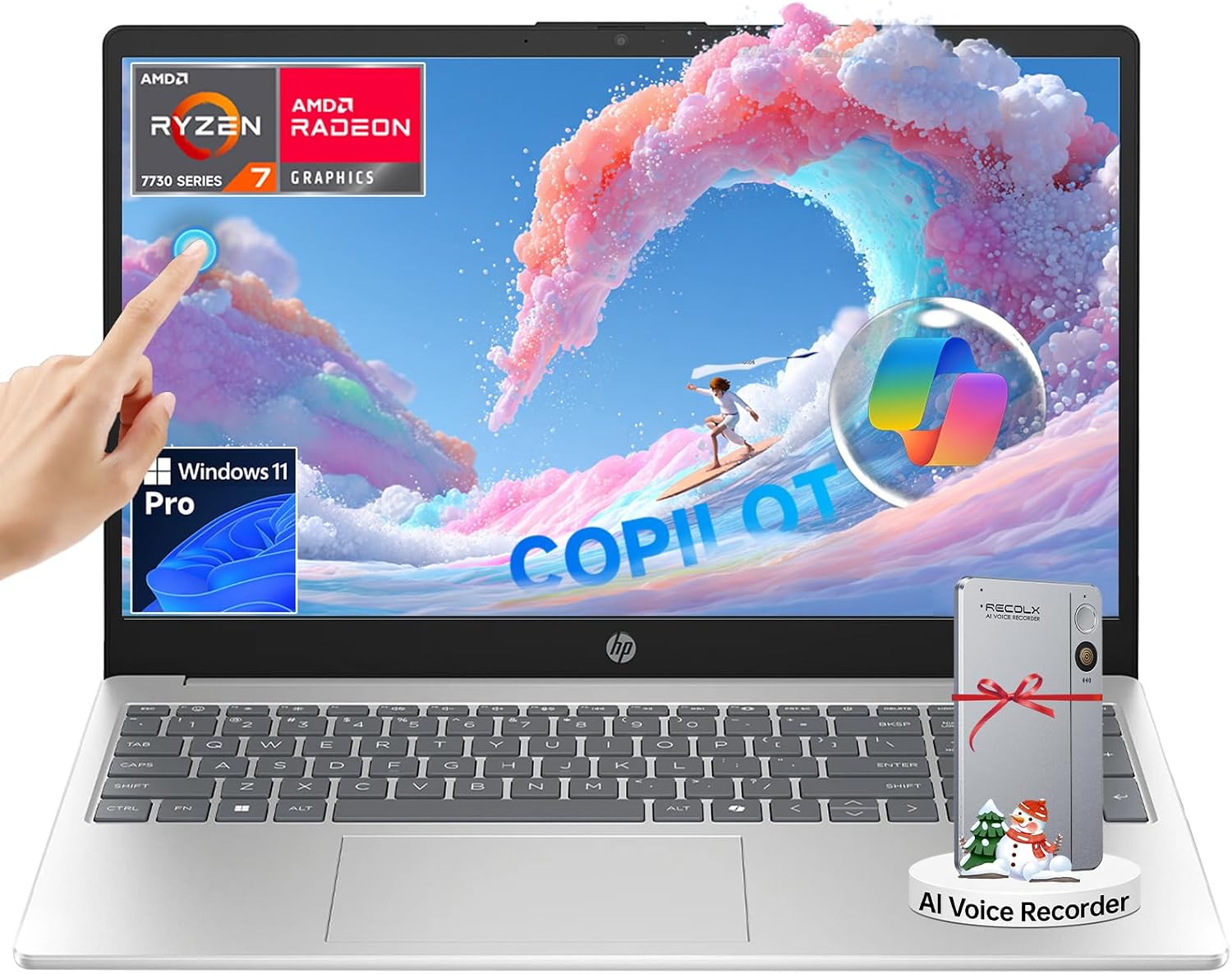 HP 2025 15.6' Touchscreen Business Laptop, AMD Ryzen 7 7730U (8-Core, Beats i7-1355U), 32GB RAM 1TB SSD, Numeric Keyboard, Copilot Key, Wi-Fi 6, Windows 11 Pro, w/AI Voice Recorder
