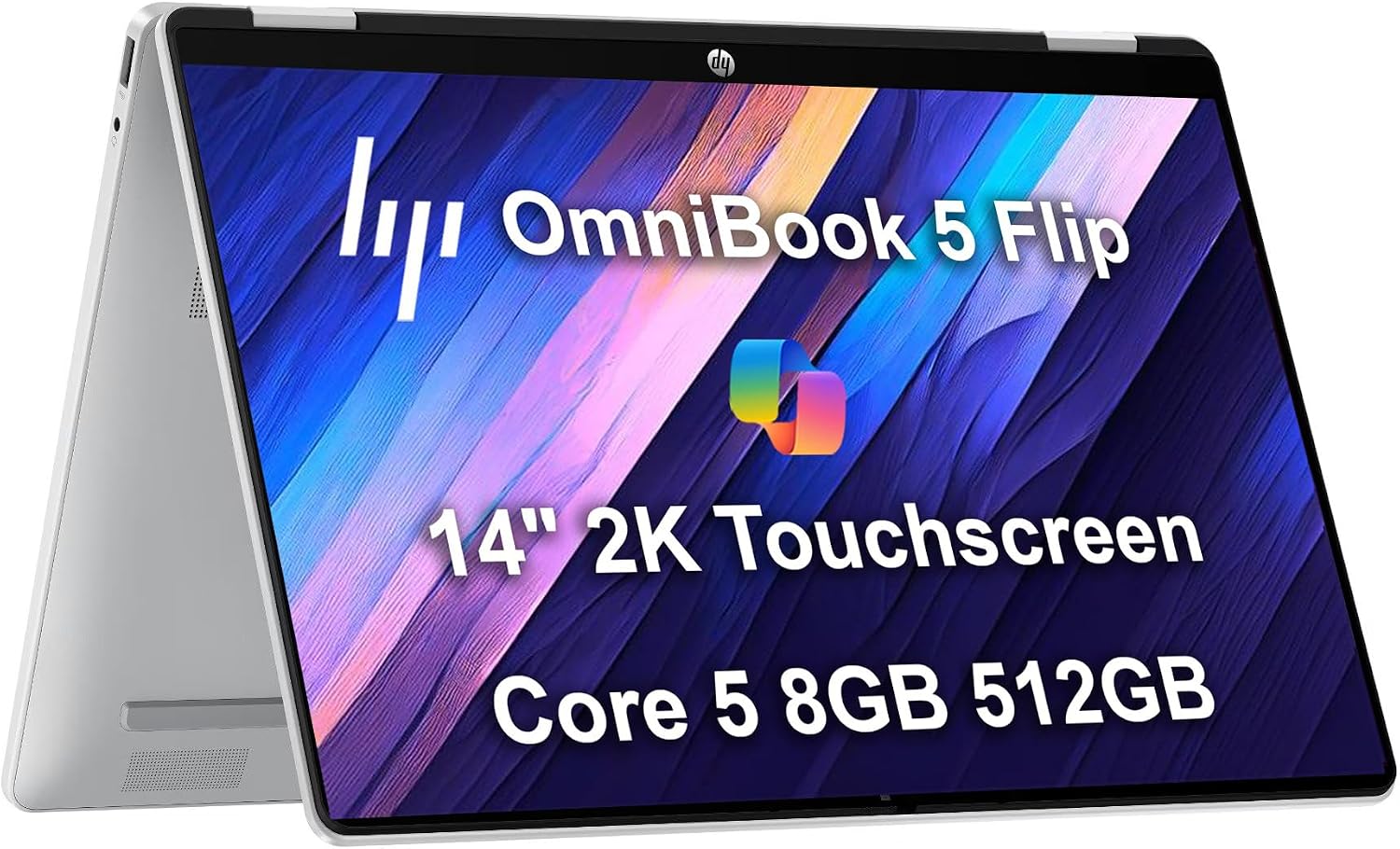 HP OmniBook 5 Flip (Next Gen Envy x360) 2-in-1 Laptop (14' 2K IPS Touchscreen, Intel 10-Core 5 120U (> i7-1255U), 8GB DDR5 RAM, 512GB SSD) for Business, Students, 5MP IR Webcam, Backlit, Win 11 Pro