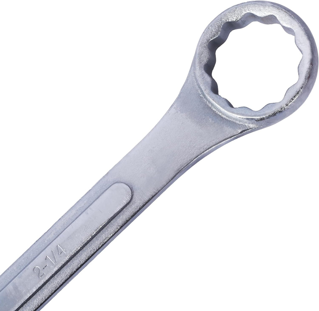 4PC Jumbo Combination Wrench Set, SAE 2-1/8'–2-1/2', Durable Carbon Steel, Chrome Plated Finish for Corrosion Resistance, Includes Storage Bag