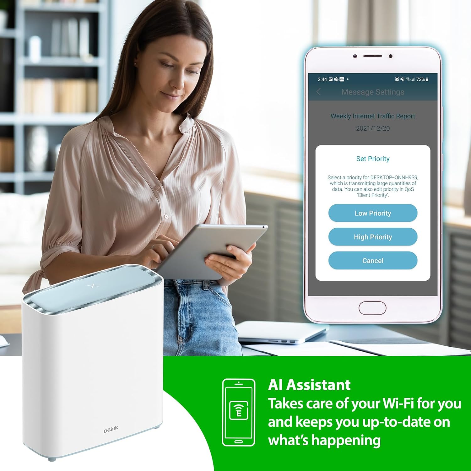 D-Link Eagle Pro AI AX3200 Mesh WiFi 6 System- 2 Pack- 8-Streams, 802.11ax Router, Dual Band, OFDMA, MU-MIMO, Voice Control with Google Assistant and Amazon Alexa (Manufacturer Discontinued)