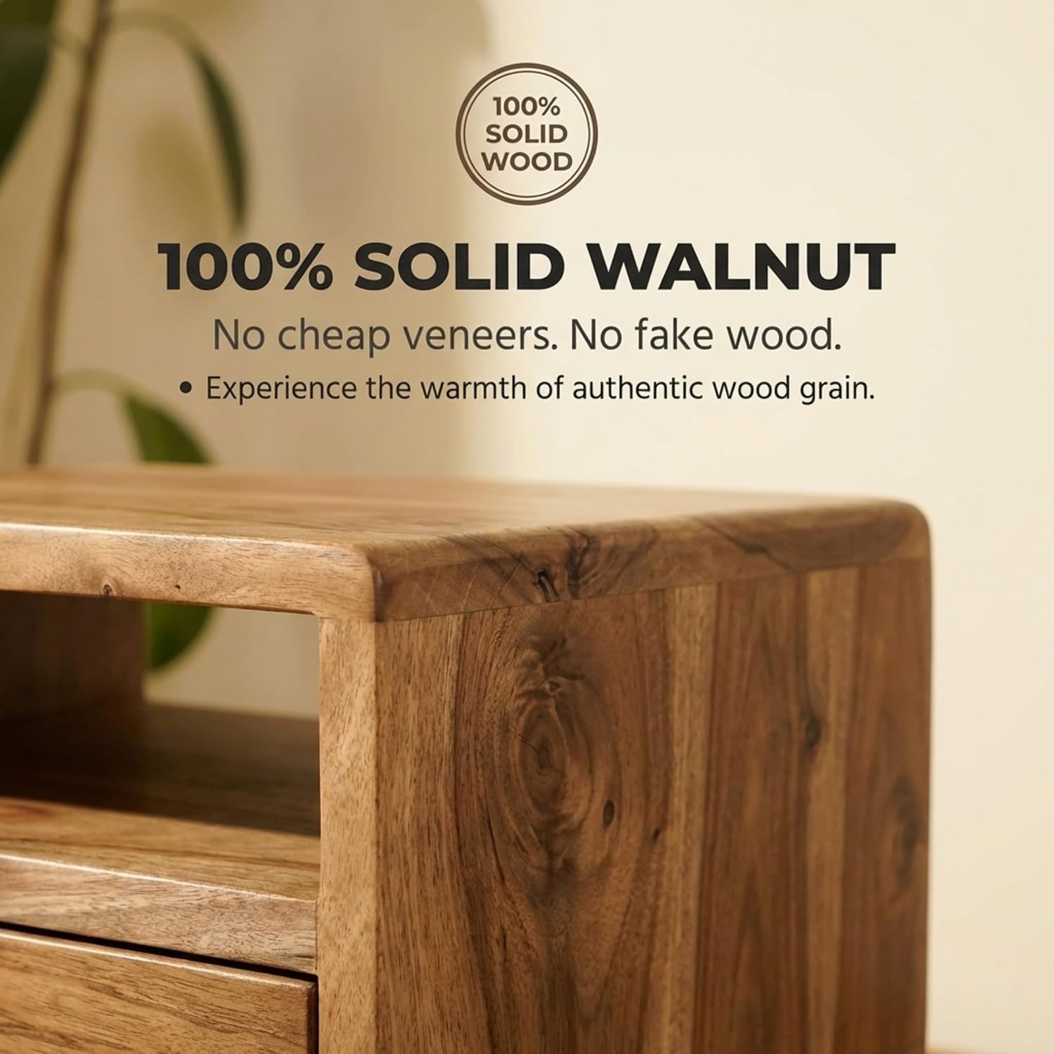 Ultimate Premium Products Mid Century Nightstand with Drawer Solid Walnut Bedside Table with Shelf Nightstand Organizer Unique Style Handmade Bedroom Furniture
