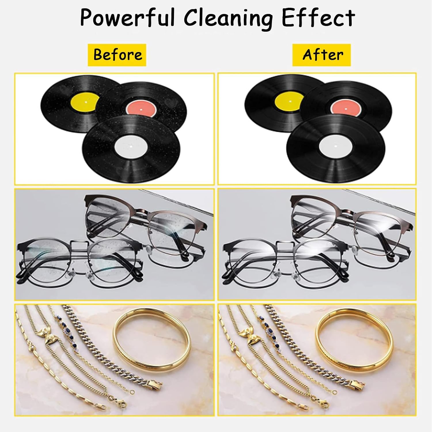 Phonograph Disc Ultrasound Washing Machine, 8 Records Vinyl Sonics Cleaner, for Ring, Commercial Ultrasonic Cleaner, Eyeglass, Watches, Jewelry, Circuit Board