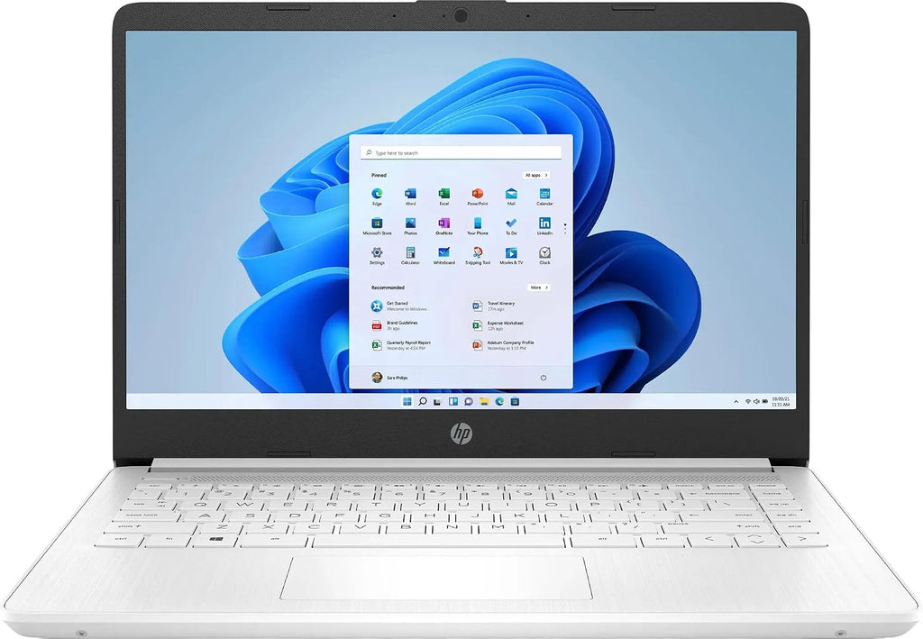HP 14 Lightweight Student and Business Laptop 14' HD BrightView Intel Quad-core Celeron N4120 8GB RAM 128GB Storage (64GB eMMC + 64GB SD Card) Type-C Long-Lasting Battery Win11 ICP Accessory