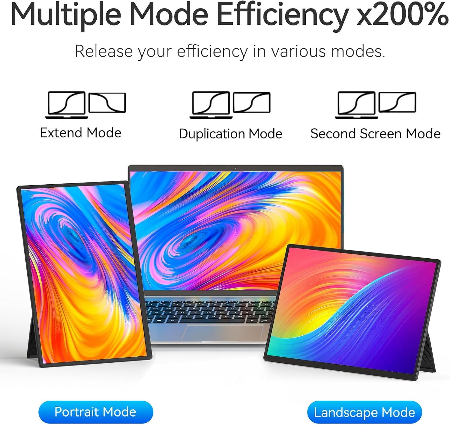 16' 2.5K Portable Monitor - QHD Laptop Screen Extender 100% sRGB Wide Color HDMI/USB C/USB A Travel External Display Stand Gaming Monitor for PC Windows MAC Computer Switch Phone Xbox PS4/5