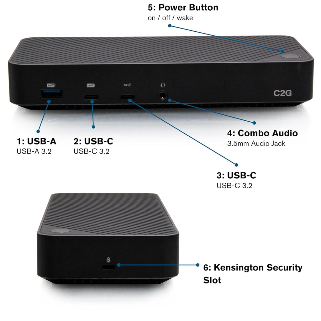 C2G USB-C® 11-in-1 Hybrid DisplayLink and DP Alt Mode Triple 4K Docking Station with HDMI®, DisplayPort™, Ethernet, USB, 3.5mm Audio and Power Delivery up to 100W