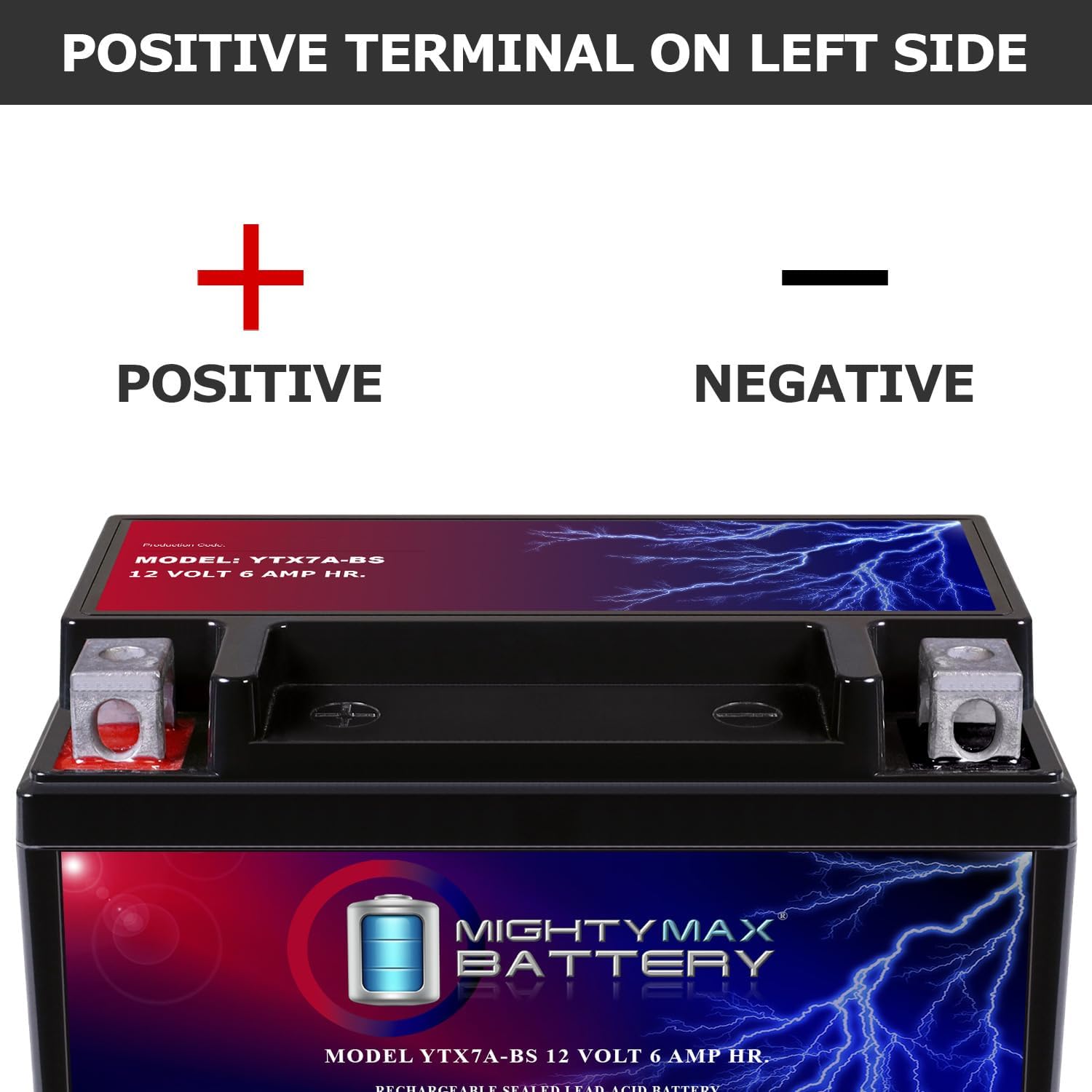 Mighty Max Battery YTX7A-BS 12V 6AH Sealed Lead AGM Battery For Motorcycles - 8 Pack