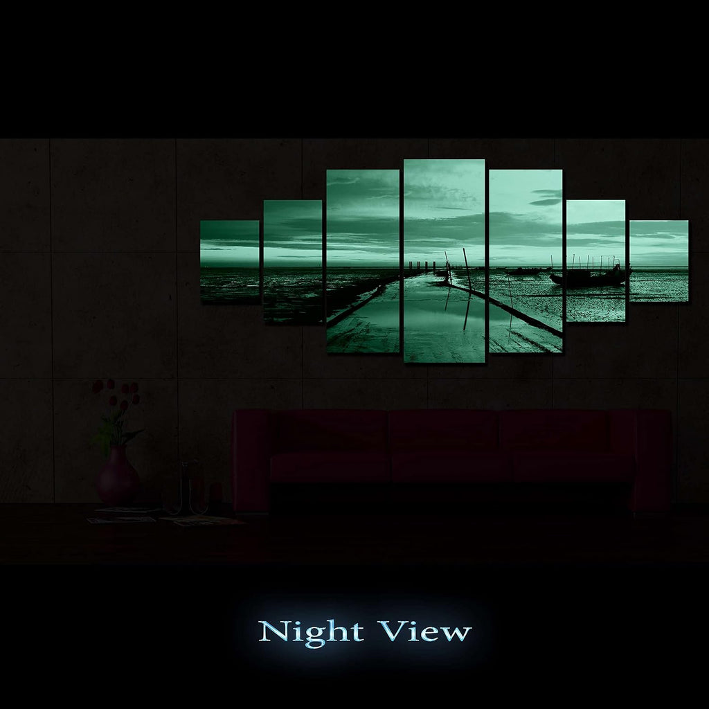 Startonight Huge Canvas Wall Art Purple Sea View - Large Framed Set of 7 40' x 95'