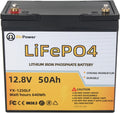 12V 50AH Lithium Battery,5000+ Deep Cycle LiFePO4 Battery with Built-in 50A BMS fit for Home Storage,Trolling Motor,RV,Off-Grid System,Solar Power System,Marine