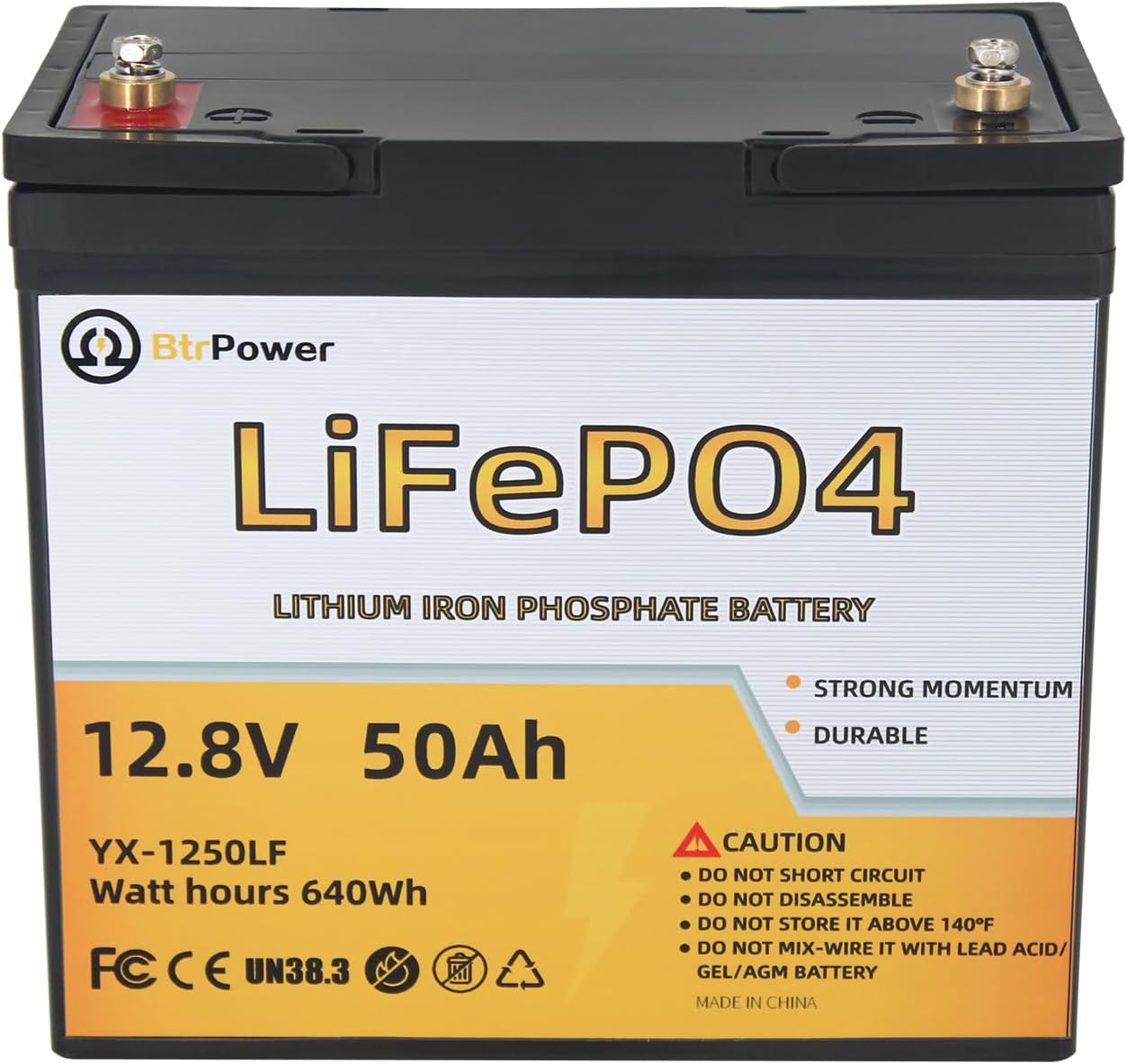 12V 50AH Lithium Battery,5000+ Deep Cycle LiFePO4 Battery with Built-in 50A BMS fit for Home Storage,Trolling Motor,RV,Off-Grid System,Solar Power System,Marine