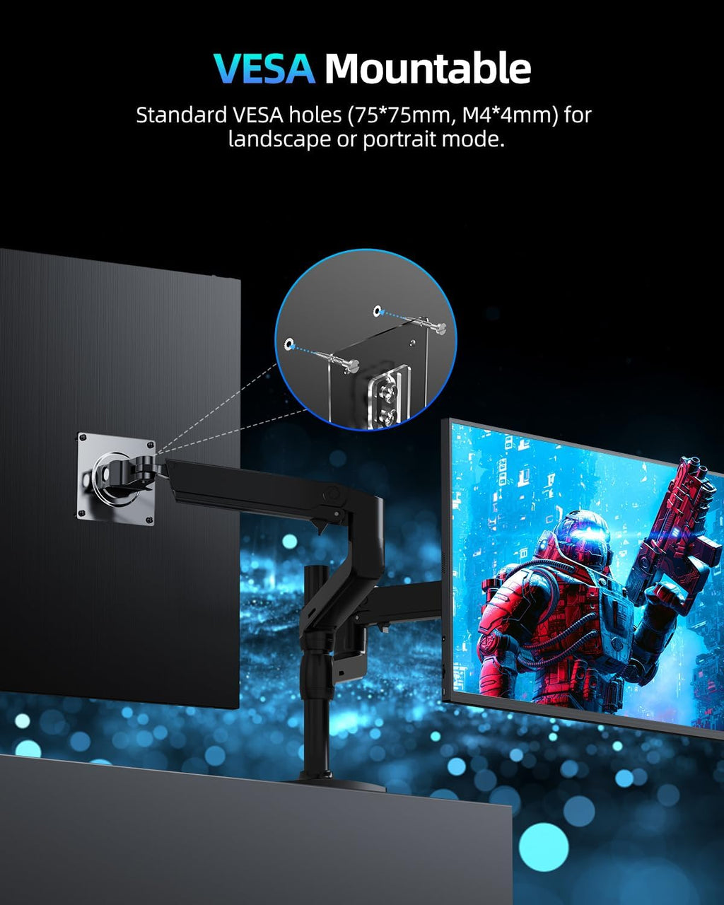 UPERFECT 18' QLED Portable Monitor, 2K 2560×1600, 144Hz Gaming Display, 400 Nits Brightness, FreeSync HDR, 100% DCI-P3, Ultra-Slim USB-C/HDMI Monitor for Laptop MacBook Phone Game Console, VESA Mount