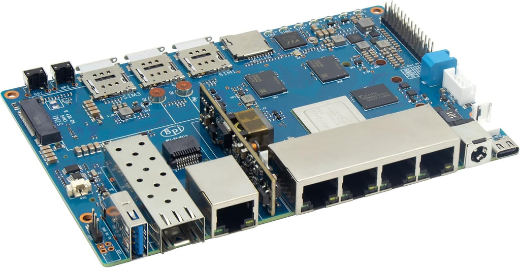 Banana Pi BPI-R4 WiFi 7 Wireless Dual-Band WiFi Router Board OpenWRT, with MediaTek MT7988A (Filogic 880) SoC, Support 2X 10GbE SFP and 4X GbE Gigabit Ethernet for NAS Smart Home Gateway (POE SET2)