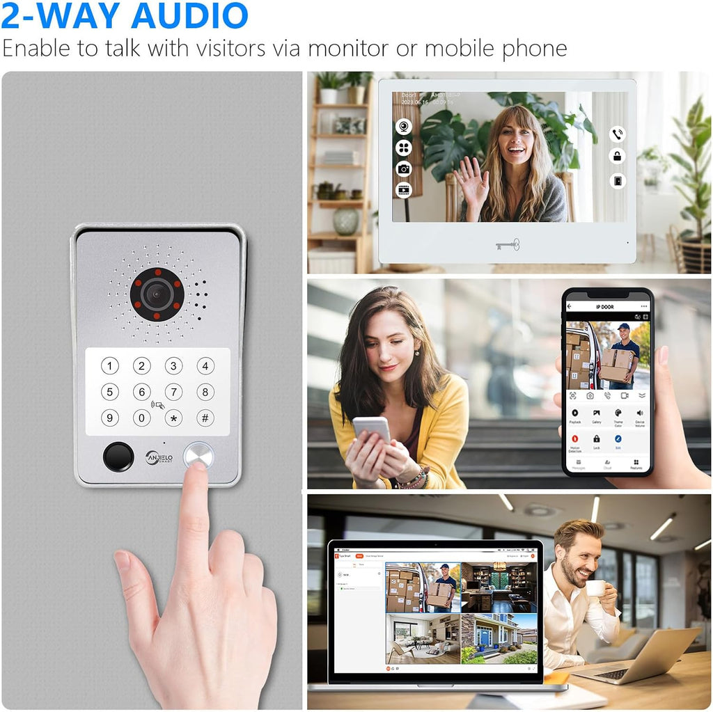 Wired Video Door Phone Apartment Intercom System,WiFi 10 Inch Touch Monitor 1080P Doorbell Camera,Supporting 5 in 1 Unlcking,Motion Detecting,RFID Card Unlocking for Home Tuya,32G
