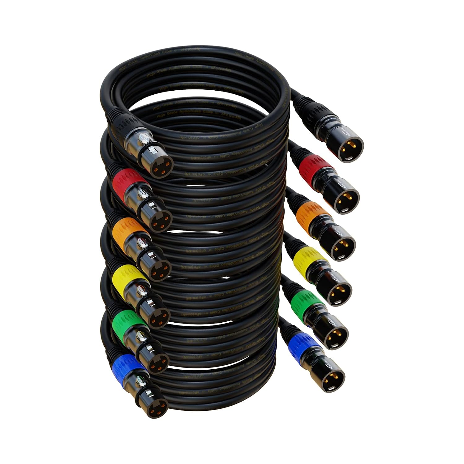 XLR Cables 50ft 6Pack, Microphone Cable, Balanced XLR Male to Female Mic Cable Gold-Plated 3-Pins XLR Speaker Cables Compatible with Microphones, Stage Lighting, Speaker Systems and More