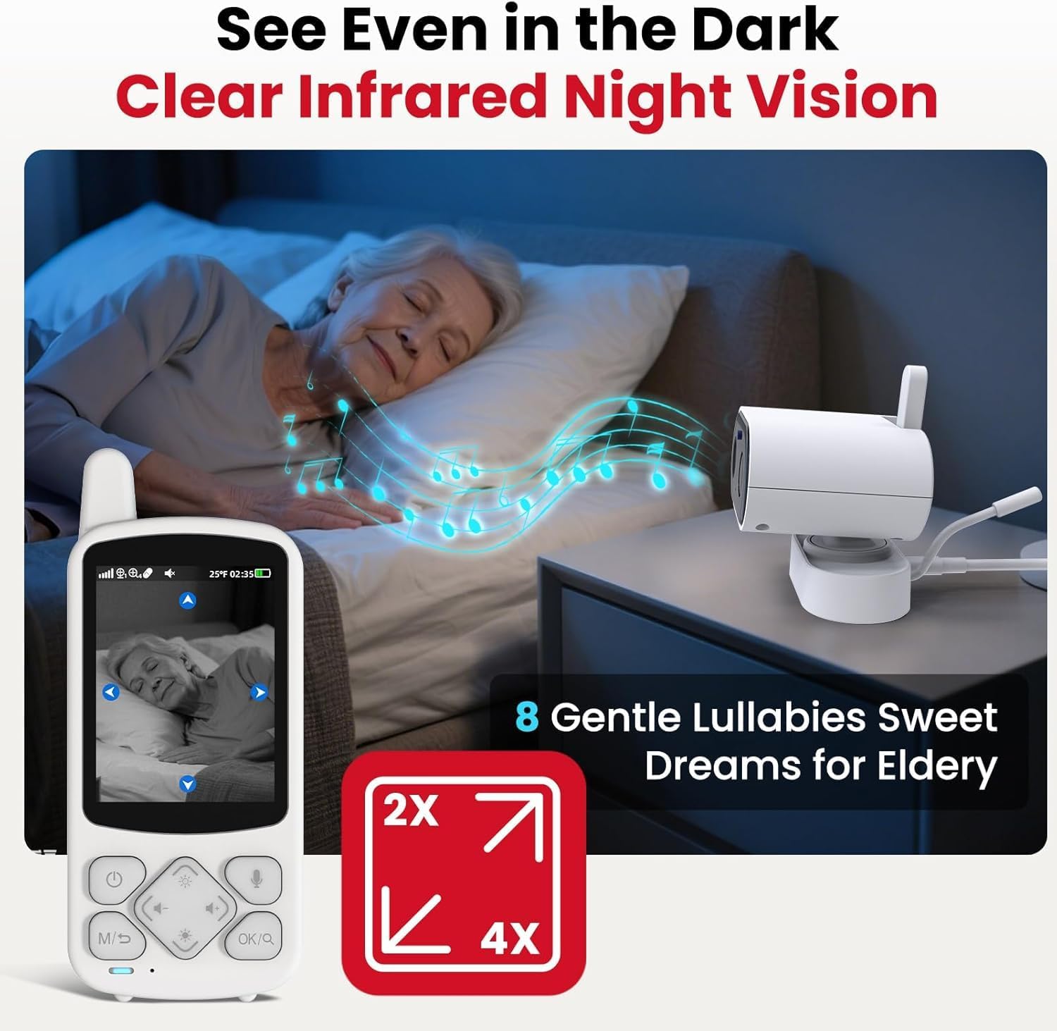 CallToU Elderly Monitor with Camera and Audio, 2-Way Talk Baby Monitors for Elderly No Wi-Fi Video Monitor for Elderly,Call Button Nursing Home Use | for Seniors, Dementia Patients 2 Camera